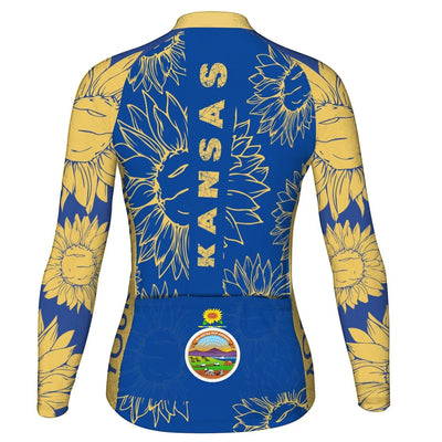 Customized Kansas Women's Thermal Fleece Cycling Jersey Long Sleeve