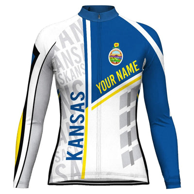 Customized Kansas Women's Thermal Fleece Cycling Jersey Long Sleeve