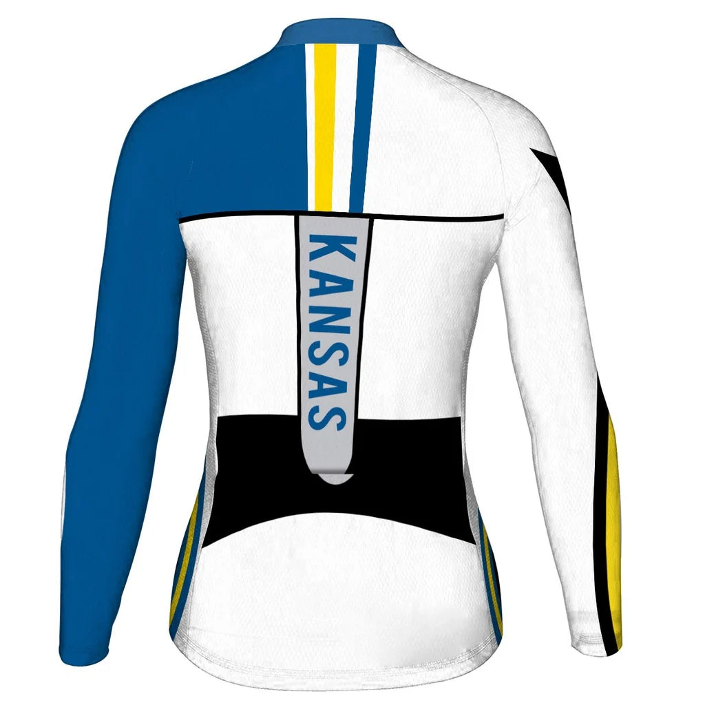 Customized Kansas Women's Thermal Fleece Cycling Jersey Long Sleeve