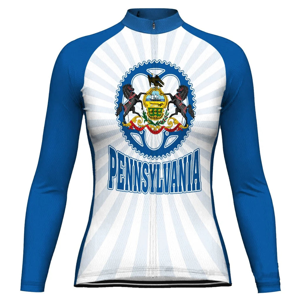 Customized Pennsylvania Women's Winter Thermal Fleece Cycling Jersey Long Sleeve