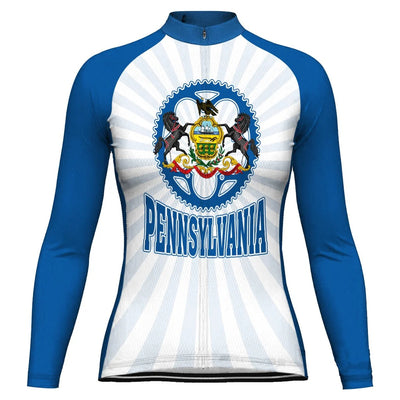 Customized Pennsylvania Women's Winter Thermal Fleece Cycling Jersey Long Sleeve