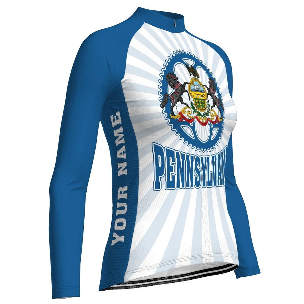 Customized Pennsylvania Women's Winter Thermal Fleece Cycling Jersey Long Sleeve