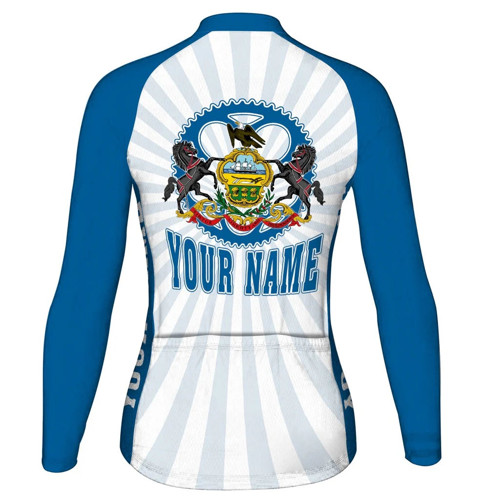 Customized Pennsylvania Women's Winter Thermal Fleece Cycling Jersey Long Sleeve