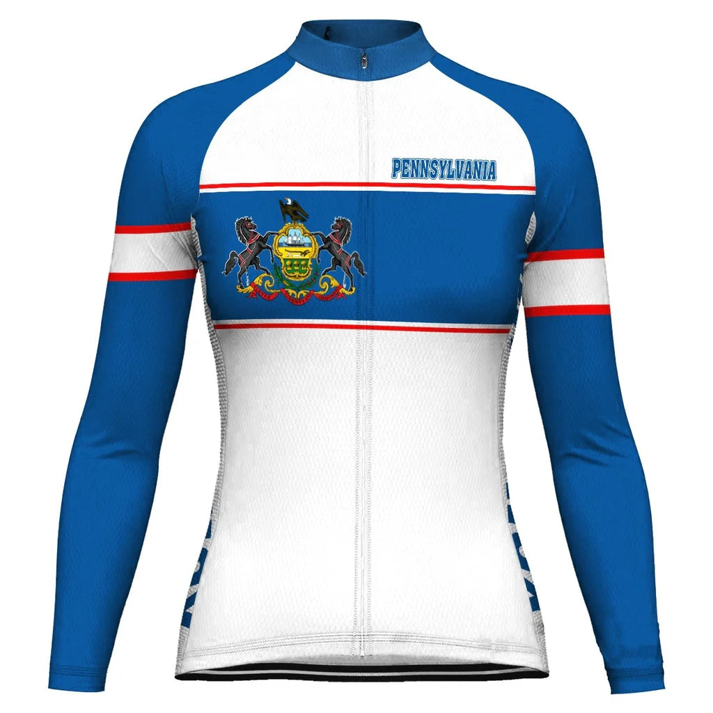 Customized Pennsylvania Women's Winter Thermal Fleece Cycling Jersey Long Sleeve