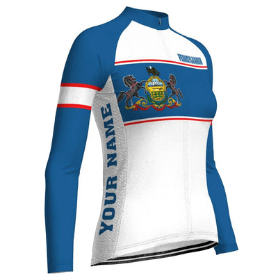Customized Pennsylvania Women's Winter Thermal Fleece Cycling Jersey Long Sleeve