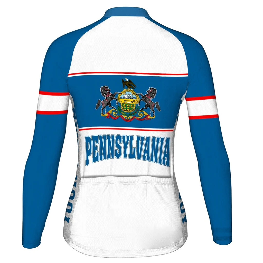 Customized Pennsylvania Women's Winter Thermal Fleece Cycling Jersey Long Sleeve