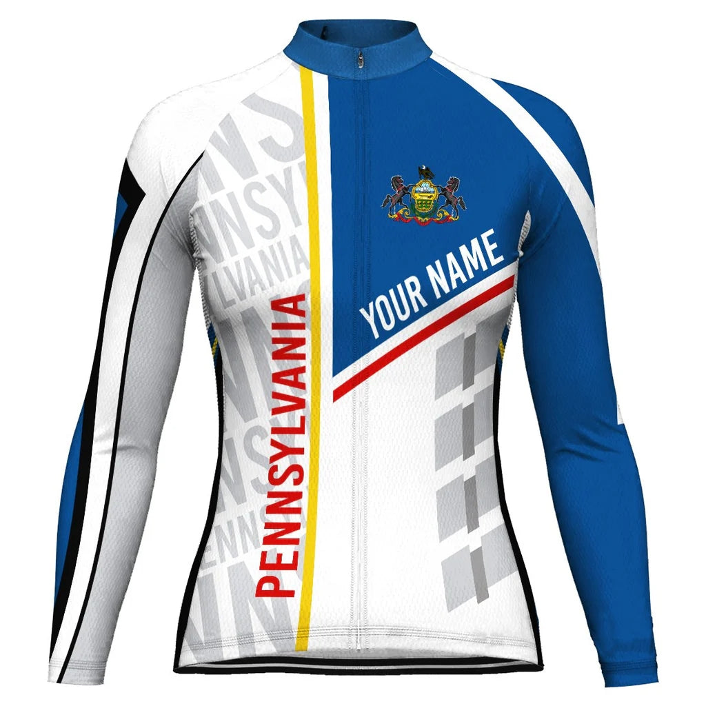 Customized Pennsylvania Women's Winter Thermal Fleece Cycling Jersey Long Sleeve
