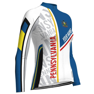 Customized Pennsylvania Women's Winter Thermal Fleece Cycling Jersey Long Sleeve