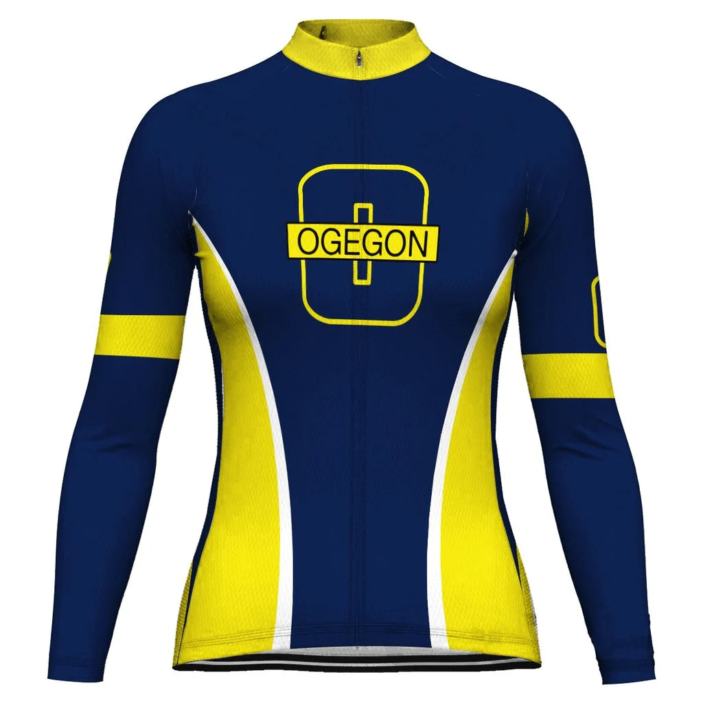 Customized Oregon Women's Winter Thermal Fleece Cycling Jersey Long Sleeve