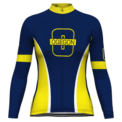 Customized Oregon Women's Winter Thermal Fleece Cycling Jersey Long Sleeve