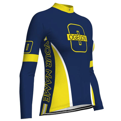 Customized Oregon Women's Winter Thermal Fleece Cycling Jersey Long Sleeve