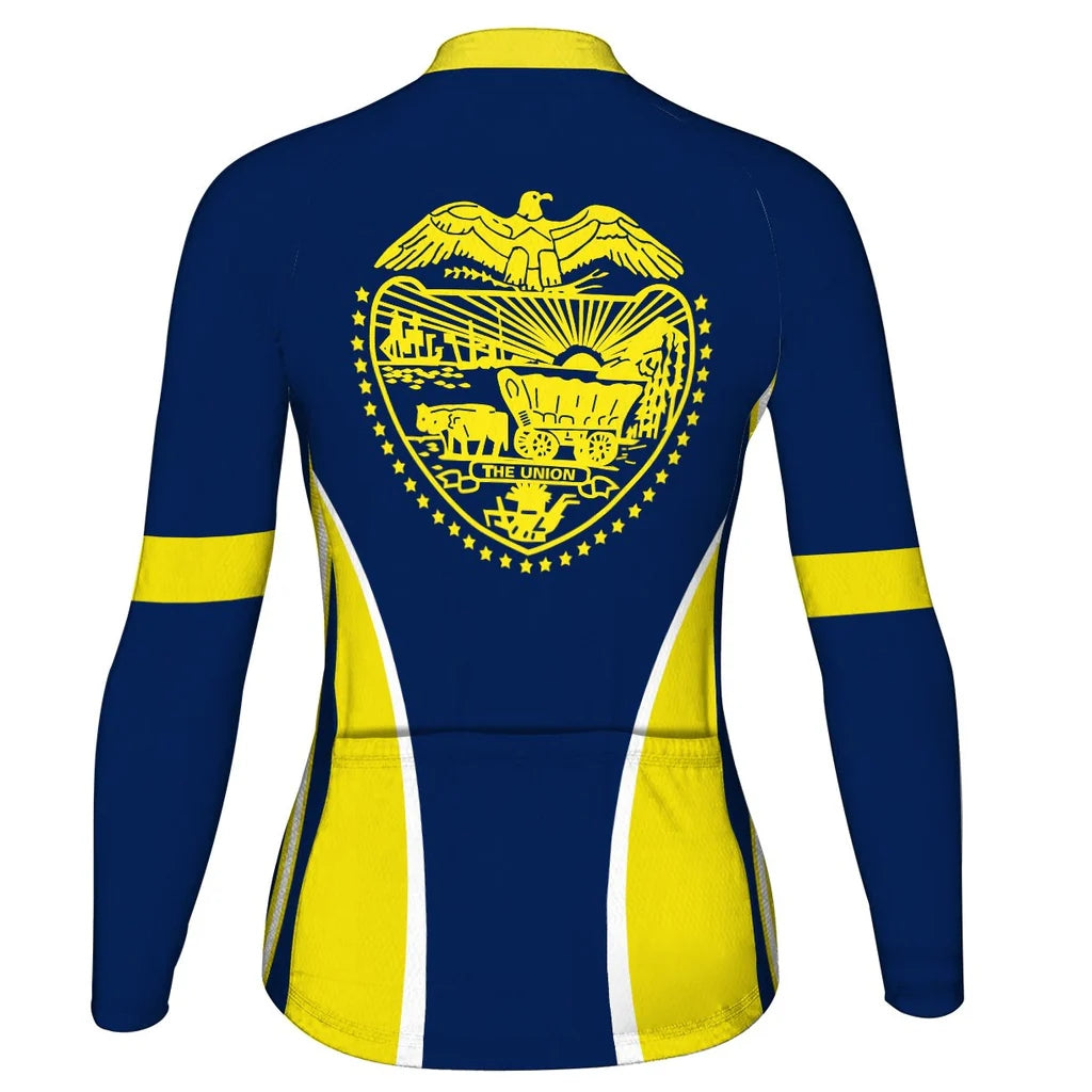 Customized Oregon Women's Winter Thermal Fleece Cycling Jersey Long Sleeve