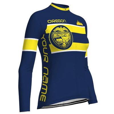 Customized Oregon Women's Winter Thermal Fleece Cycling Jersey Long Sleeve