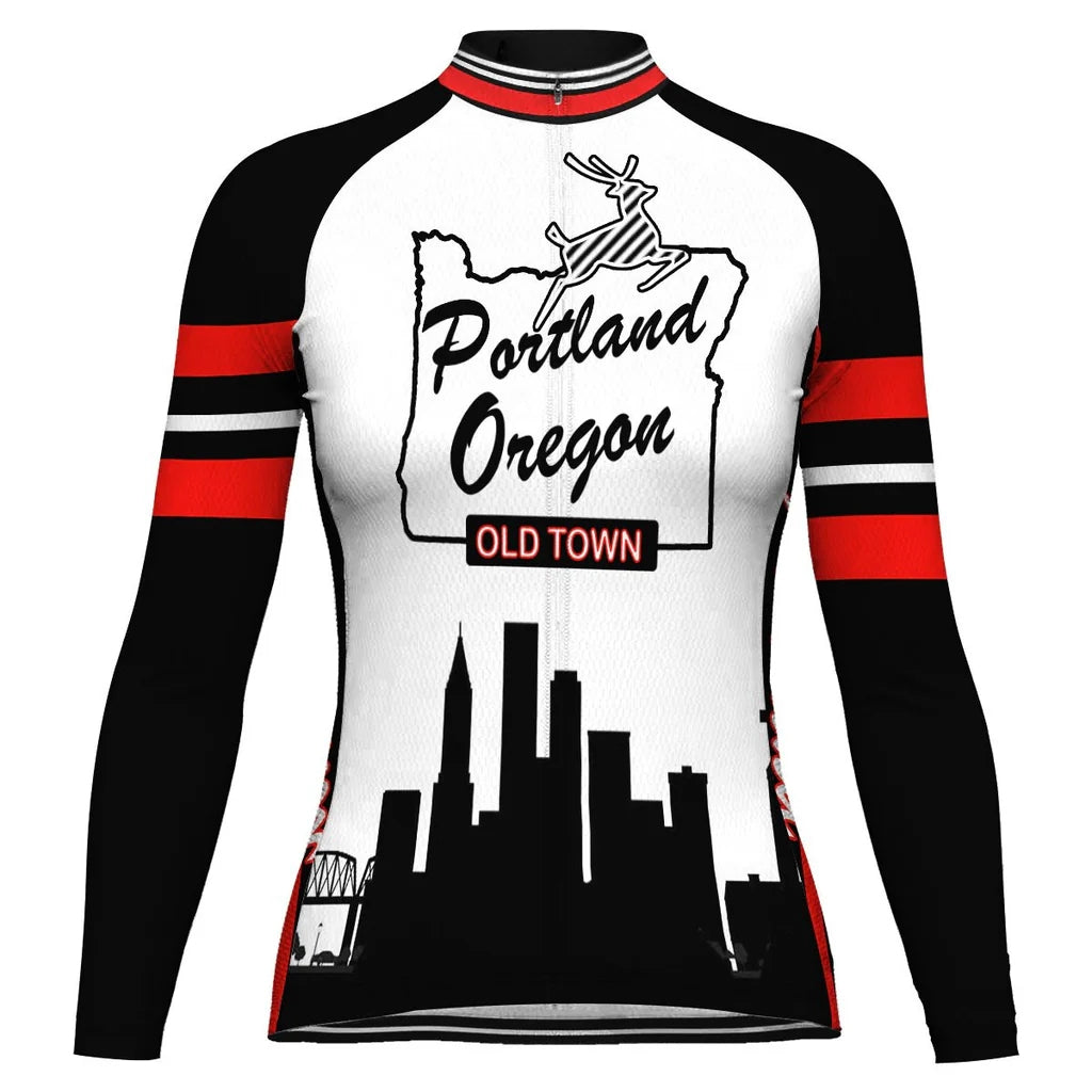 Customized Oregon Women's Winter Thermal Fleece Cycling Jersey Long Sleeve