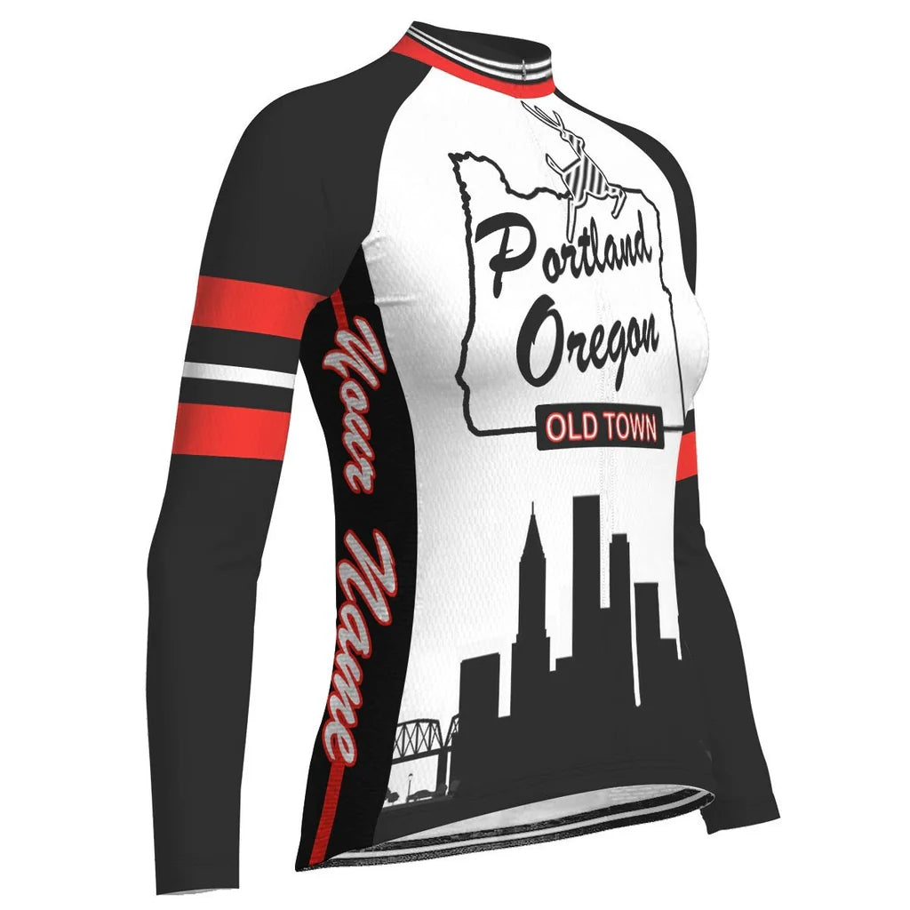 Customized Oregon Women's Winter Thermal Fleece Cycling Jersey Long Sleeve