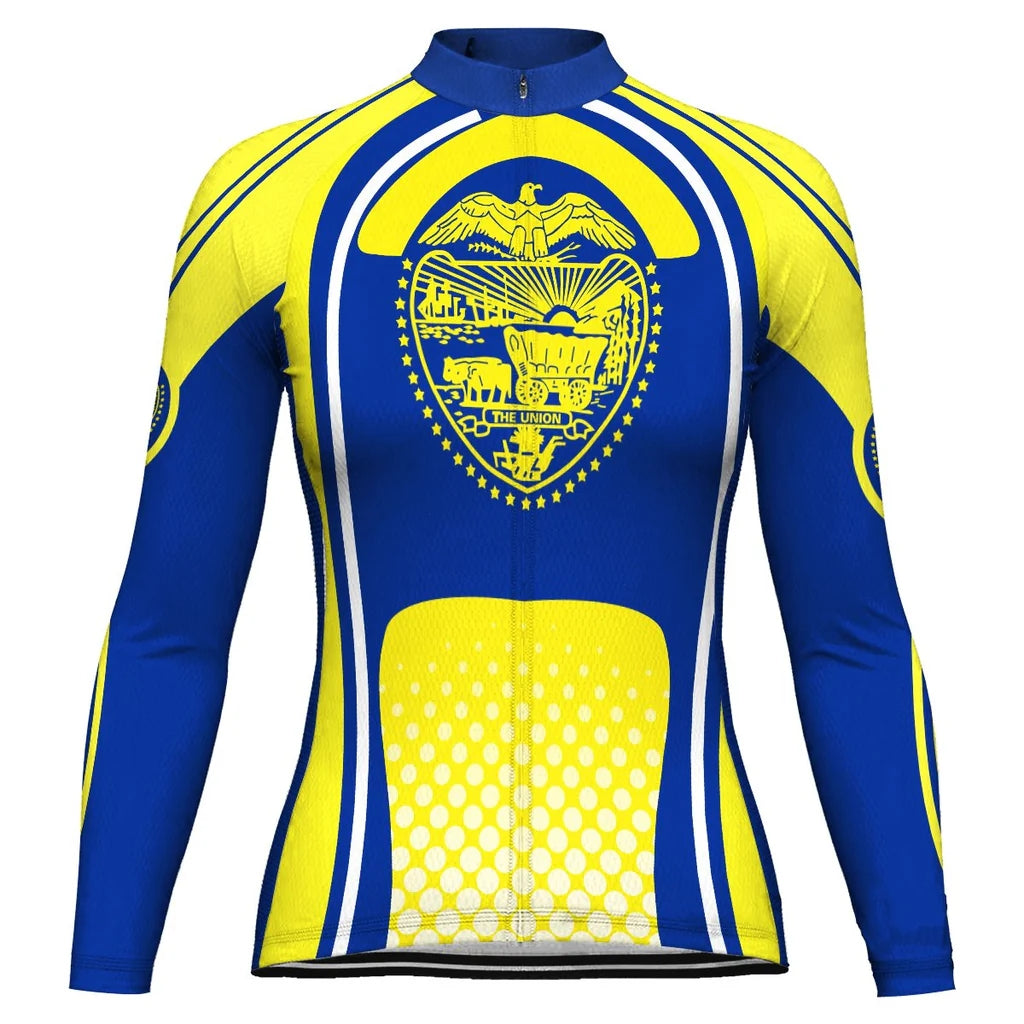 Customized Oregon Women's Winter Thermal Fleece Cycling Jersey Long Sleeve
