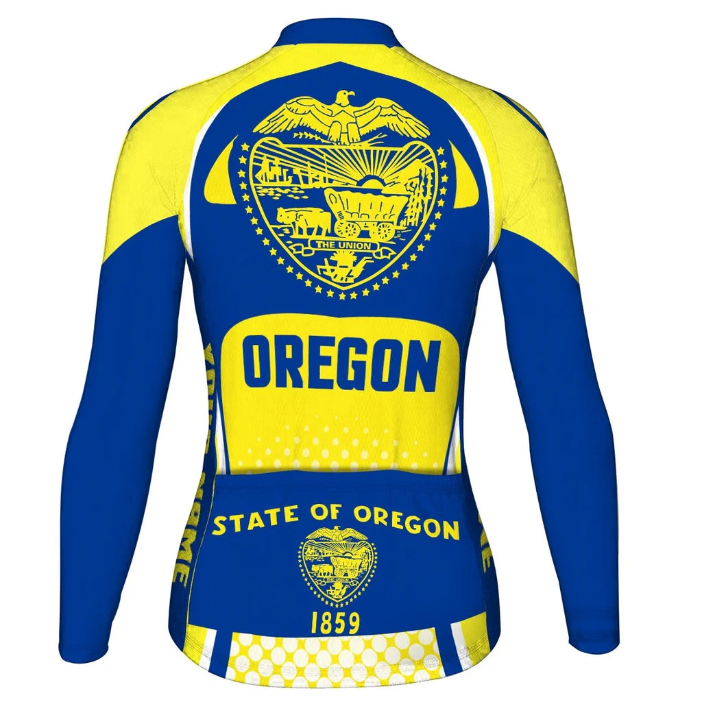 Customized Oregon Women's Winter Thermal Fleece Cycling Jersey Long Sleeve