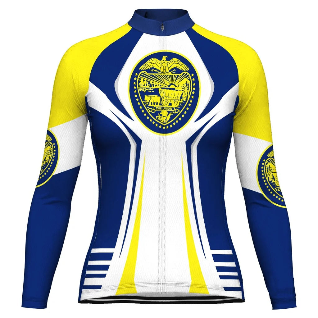 Customized Oregon Women's Winter Thermal Fleece Cycling Jersey Long Sleeve