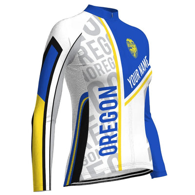 Customized Oregon Women's Winter Thermal Fleece Cycling Jersey Long Sleeve