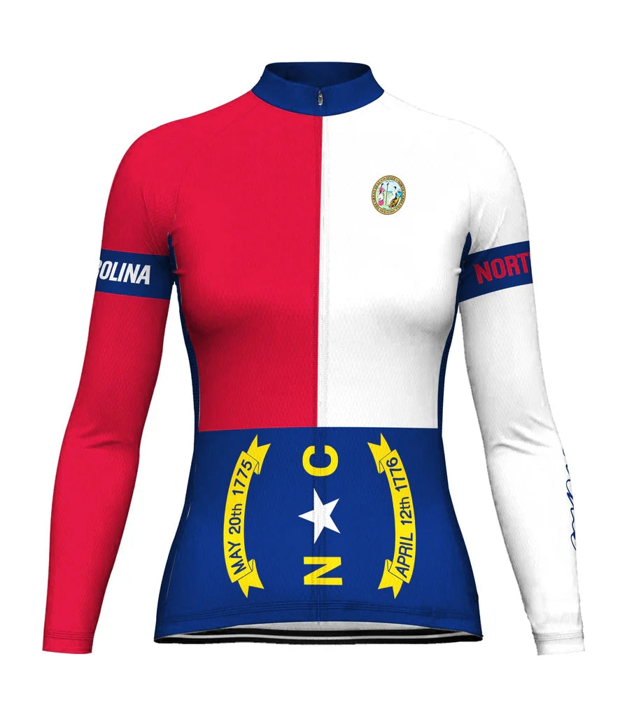 Personalized North Carolina Women's Winter Thermal Fleece Cycling Jersey Long Sleeve