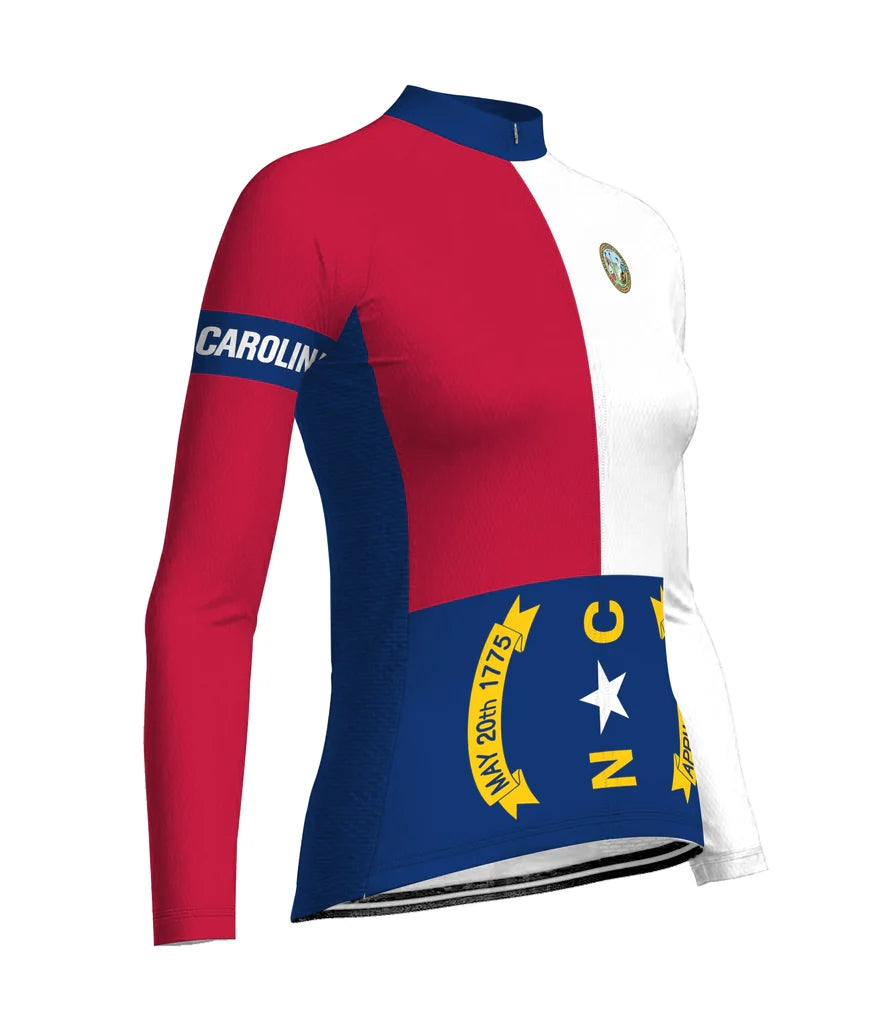 Personalized North Carolina Women's Winter Thermal Fleece Cycling Jersey Long Sleeve