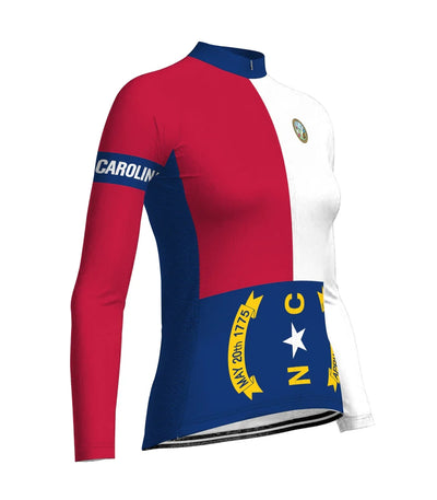Personalized North Carolina Women's Winter Thermal Fleece Cycling Jersey Long Sleeve