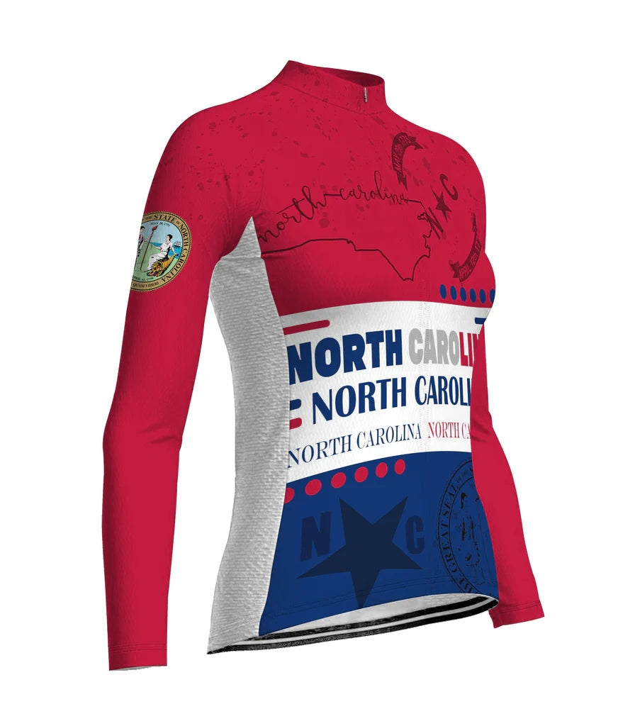Personalized North Carolina Women's Winter Thermal Fleece Cycling Jersey Long Sleeve