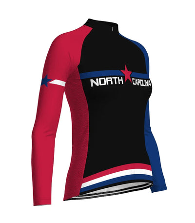 Personalized North Carolina Women's Winter Thermal Fleece Cycling Jersey Long Sleeve