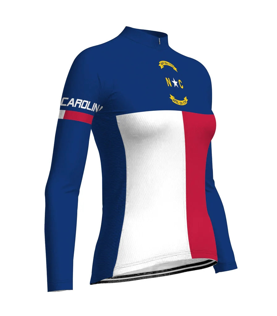 Personalized North Carolina Women's Winter Thermal Fleece Cycling Jersey Long Sleeve