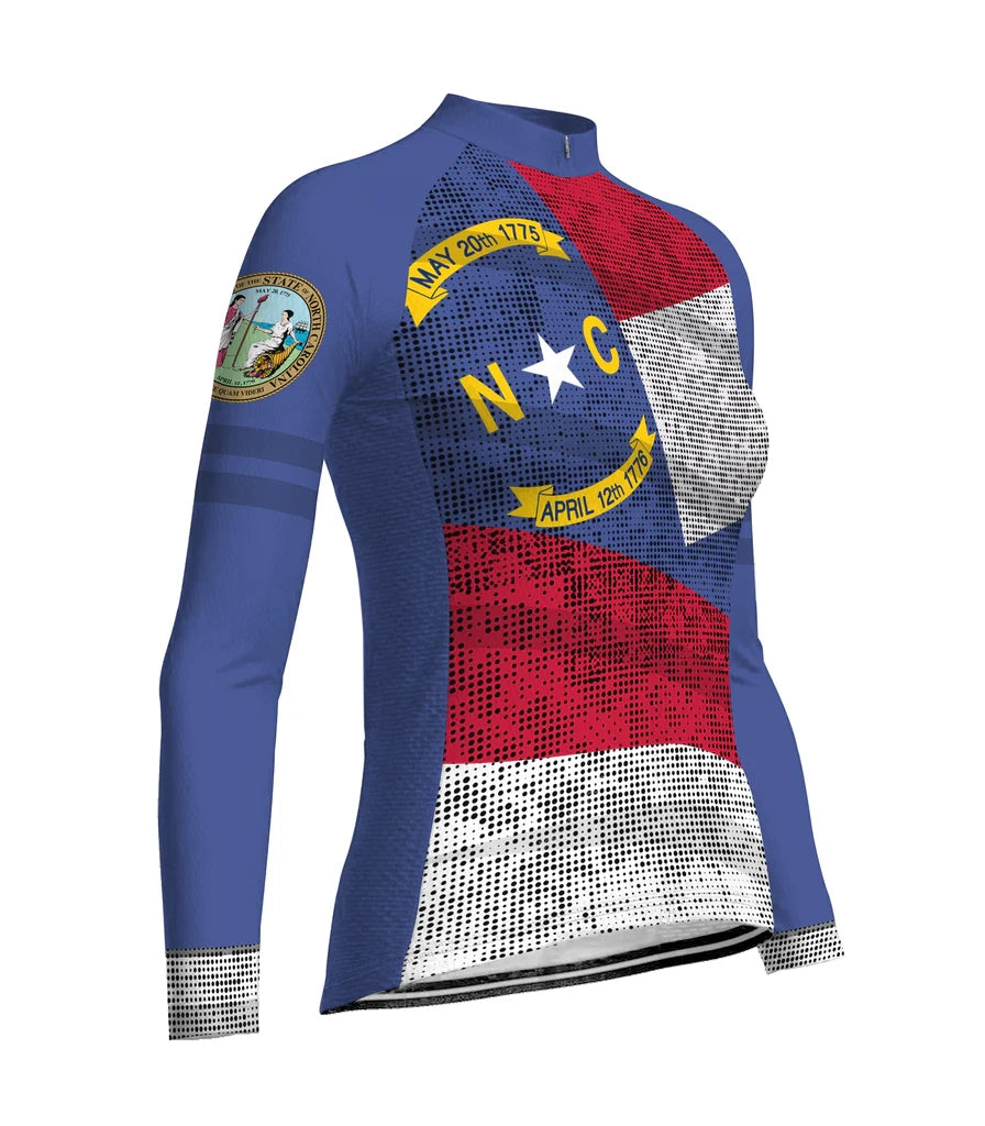 Personalized North Carolina Women's Winter Thermal Fleece Cycling Jersey Long Sleeve