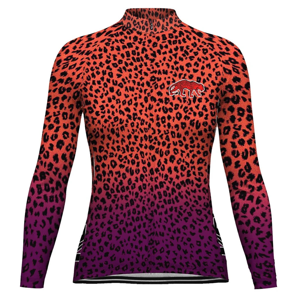 Personalized Cheetah Women's Winter Thermal Fleece Cycling Jersey Long Sleeve
