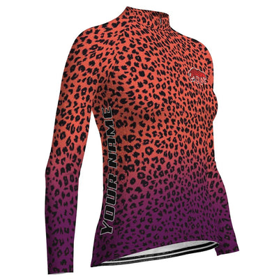 Personalized Cheetah Women's Winter Thermal Fleece Cycling Jersey Long Sleeve
