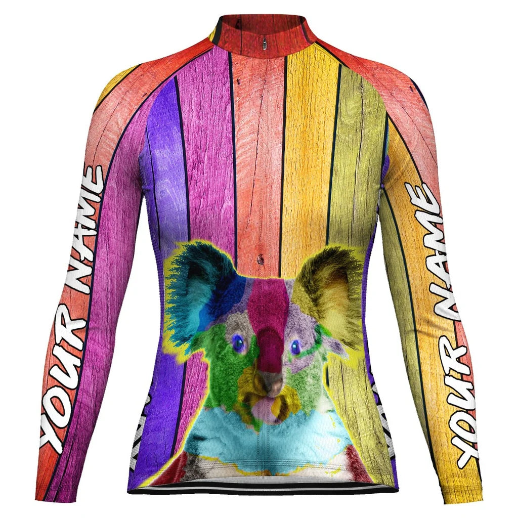 Personalized Koala Women's Winter Thermal Fleece Cycling Jersey Long Sleeve