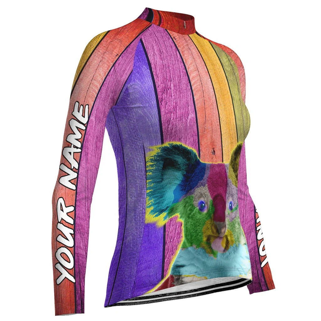 Personalized Koala Women's Winter Thermal Fleece Cycling Jersey Long Sleeve