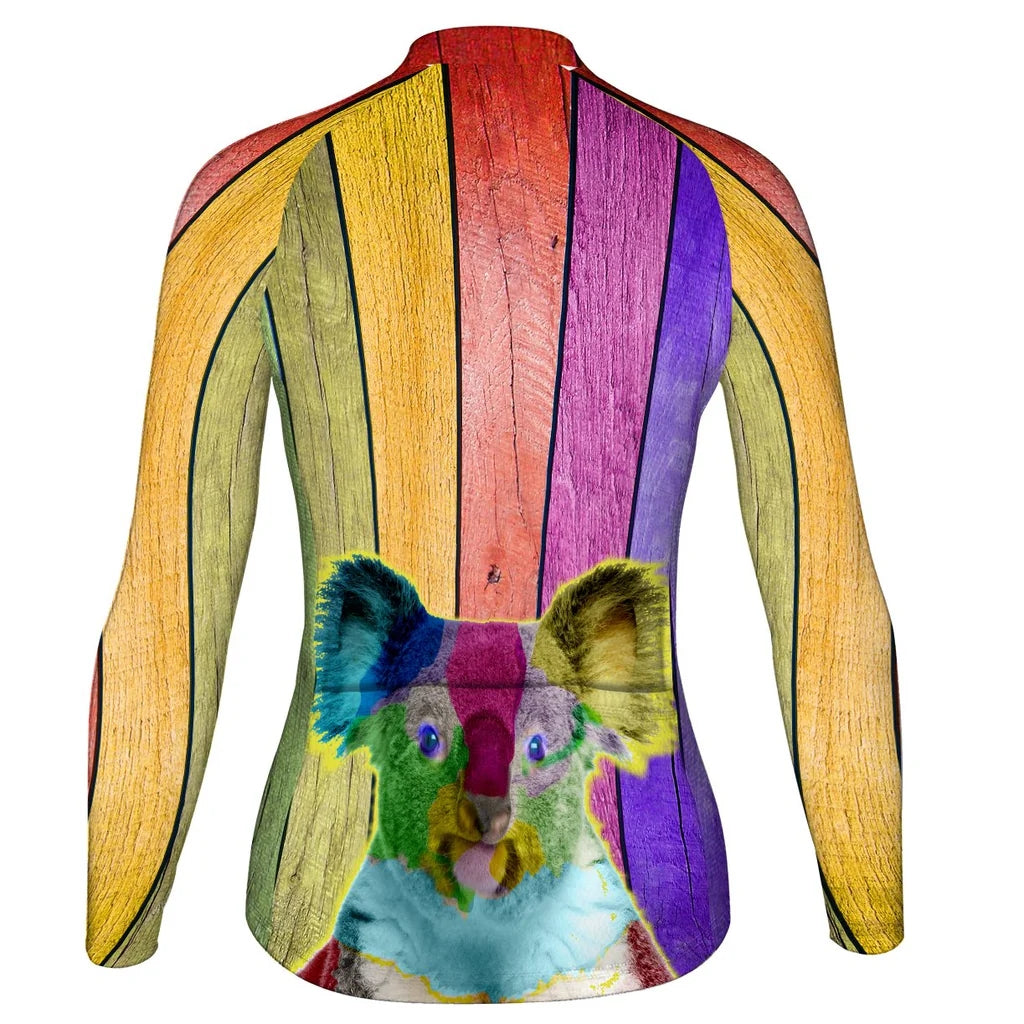 Personalized Koala Women's Winter Thermal Fleece Cycling Jersey Long Sleeve