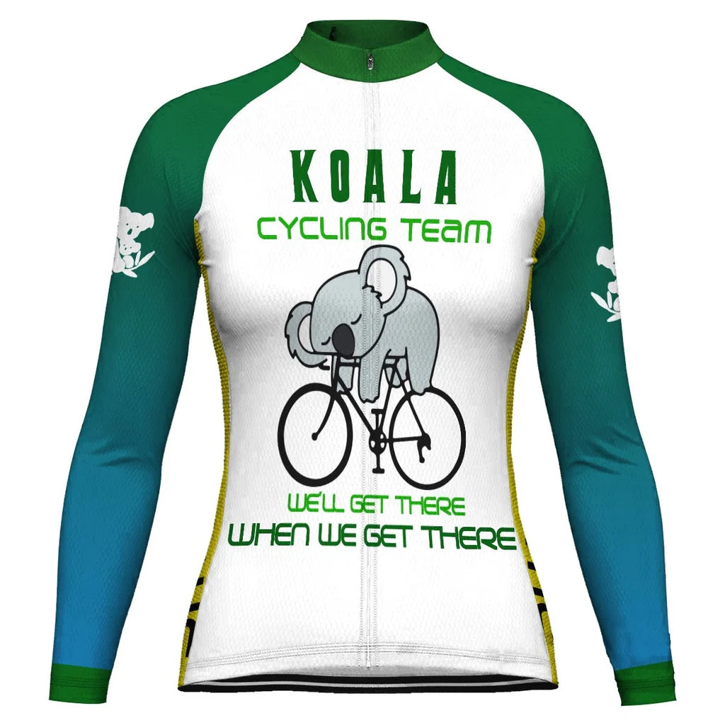 Personalized Koala Women's Winter Thermal Fleece Cycling Jersey Long Sleeve