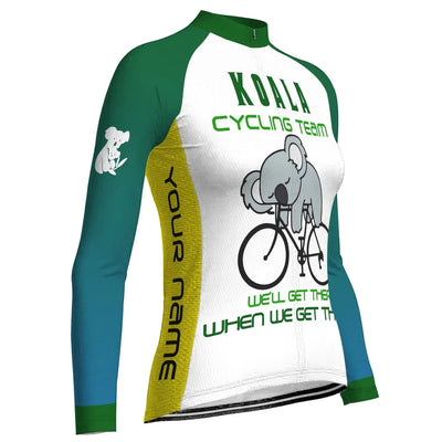 Personalized Koala Women's Winter Thermal Fleece Cycling Jersey Long Sleeve