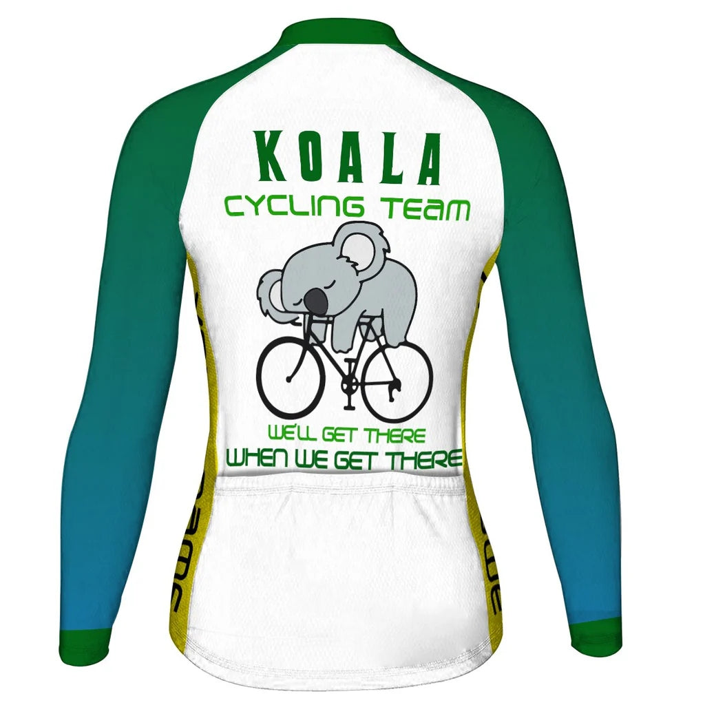 Personalized Koala Women's Winter Thermal Fleece Cycling Jersey Long Sleeve