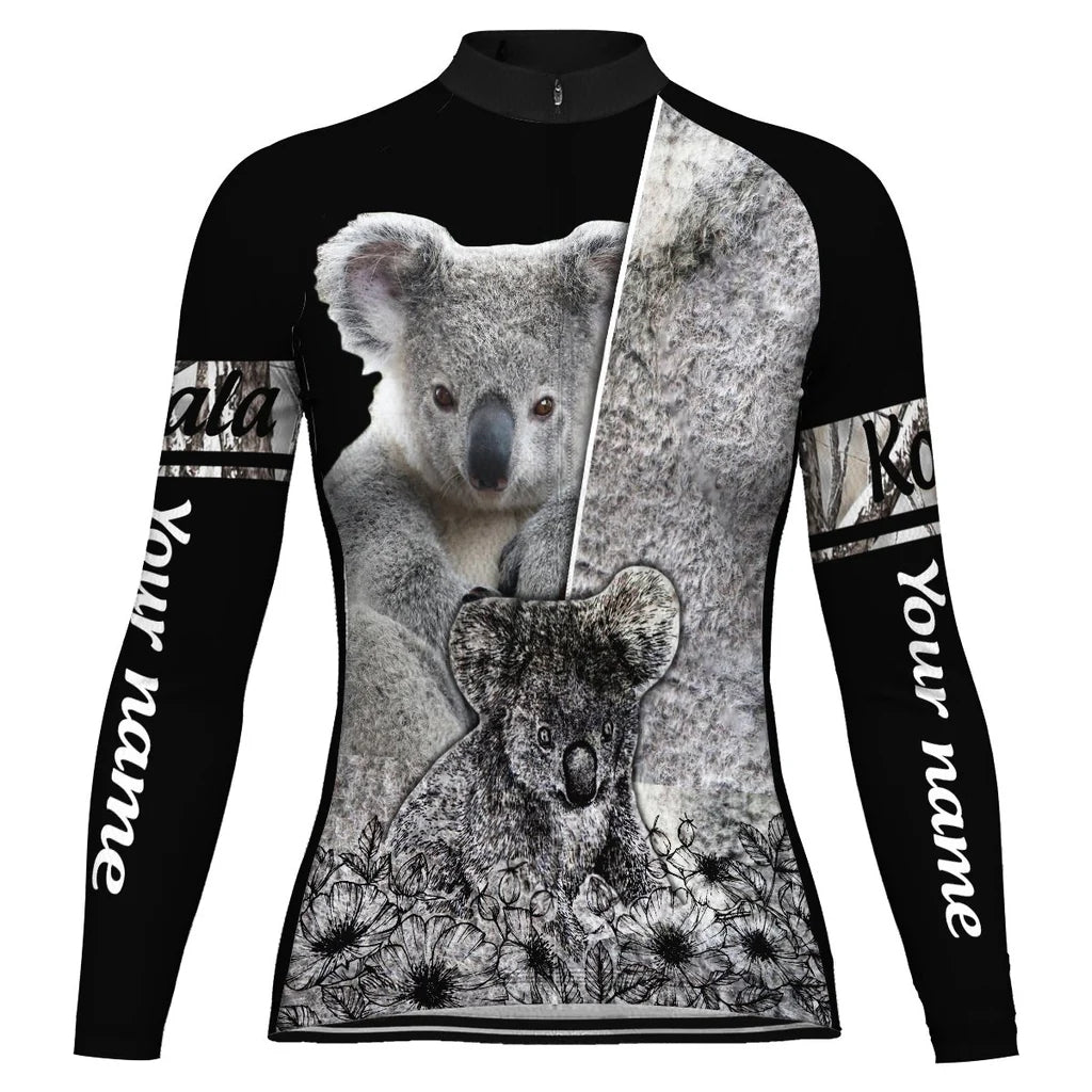 Personalized Koala Women's Winter Thermal Fleece Cycling Jersey Long Sleeve