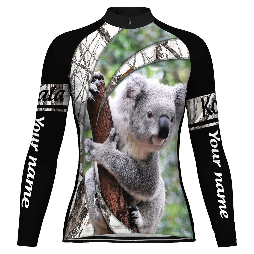 Personalized Koala Women's Winter Thermal Fleece Cycling Jersey Long Sleeve