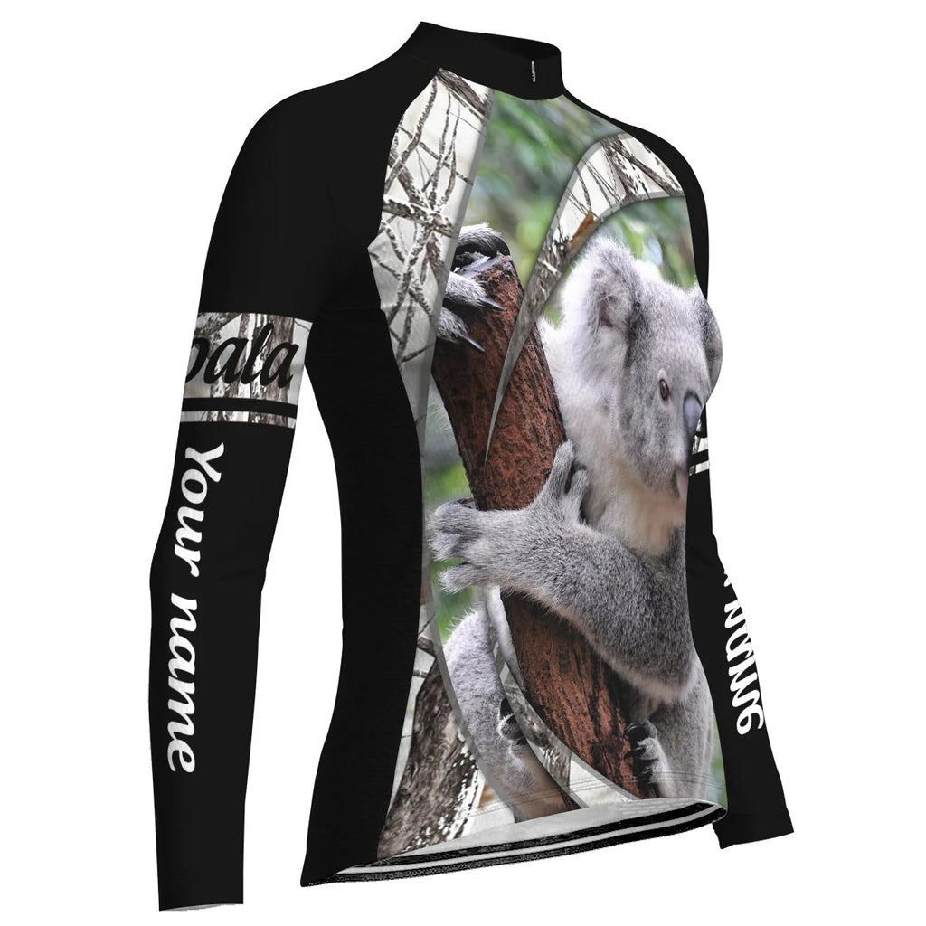 Personalized Koala Women's Winter Thermal Fleece Cycling Jersey Long Sleeve