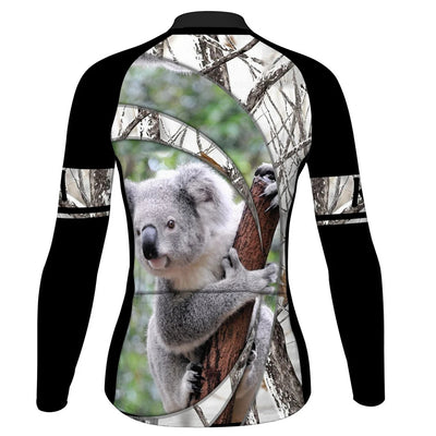 Personalized Koala Women's Winter Thermal Fleece Cycling Jersey Long Sleeve