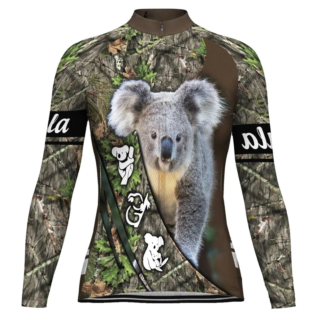 Personalized Koala Women's Winter Thermal Fleece Cycling Jersey Long Sleeve