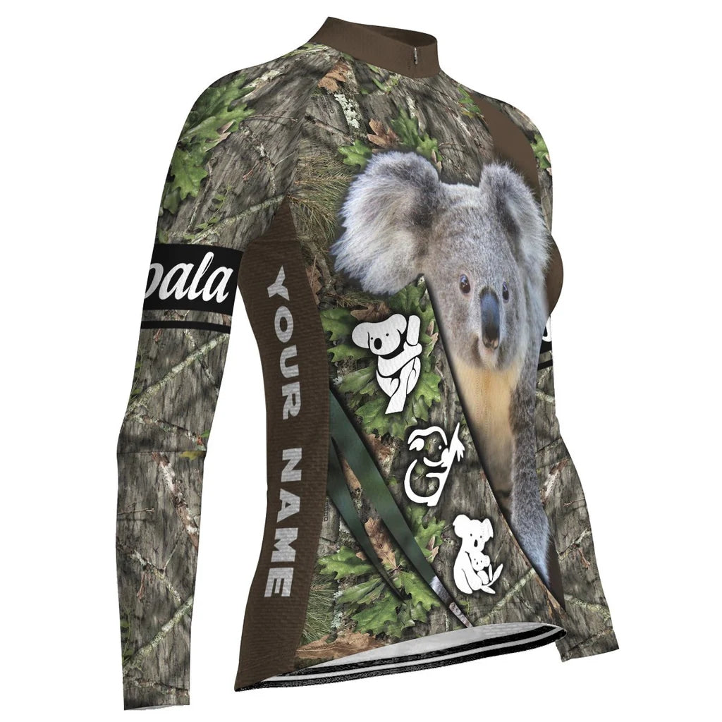 Personalized Koala Women's Winter Thermal Fleece Cycling Jersey Long Sleeve