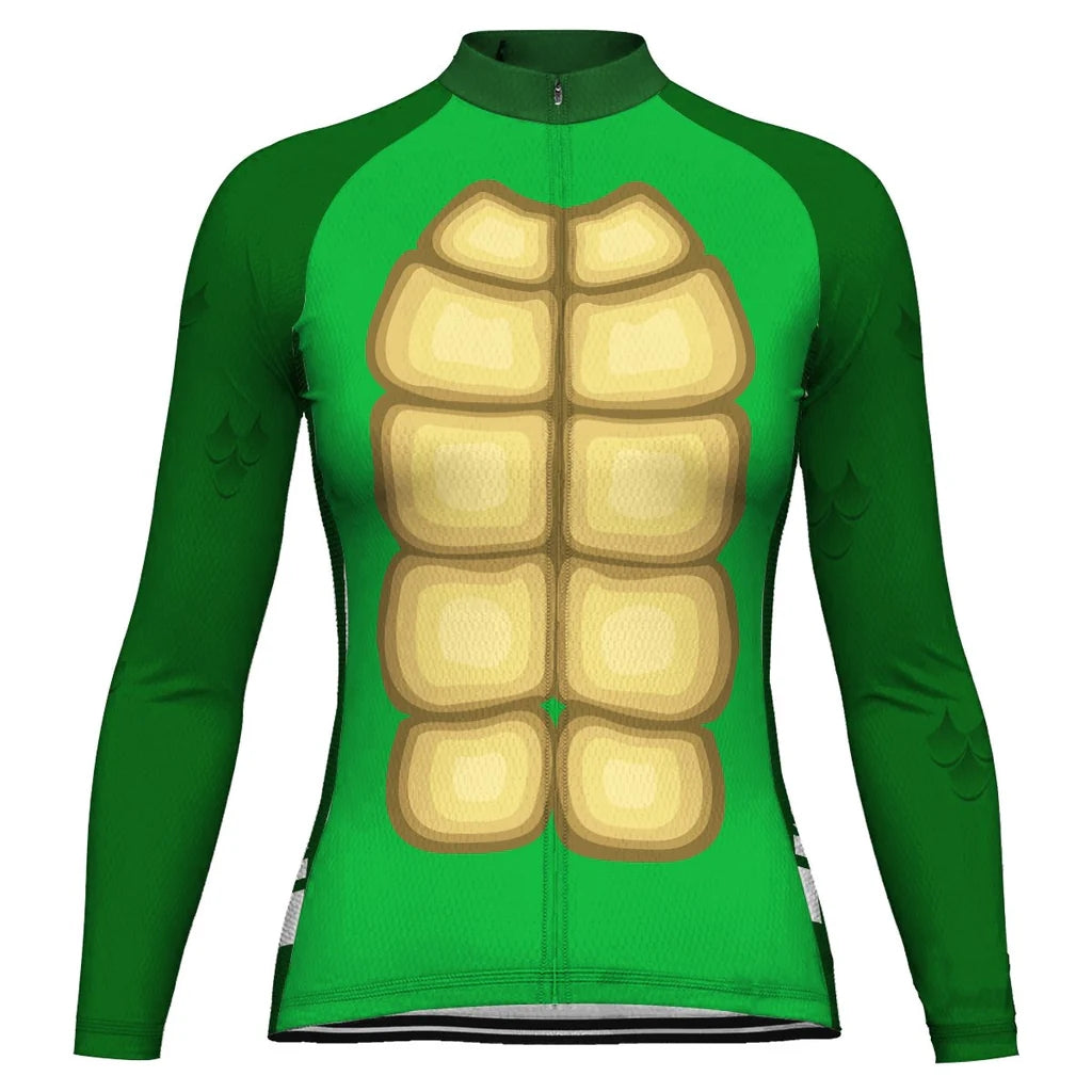 Personalized Turtle Women's Winter Thermal Fleece Cycling Jersey Long Sleeve