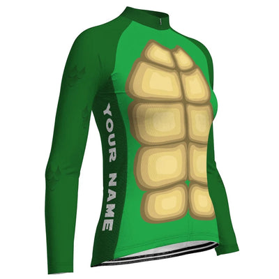 Personalized Turtle Women's Winter Thermal Fleece Cycling Jersey Long Sleeve