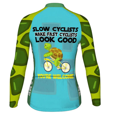 Personalized Turtle Women's Winter Thermal Fleece Cycling Jersey Long Sleeve