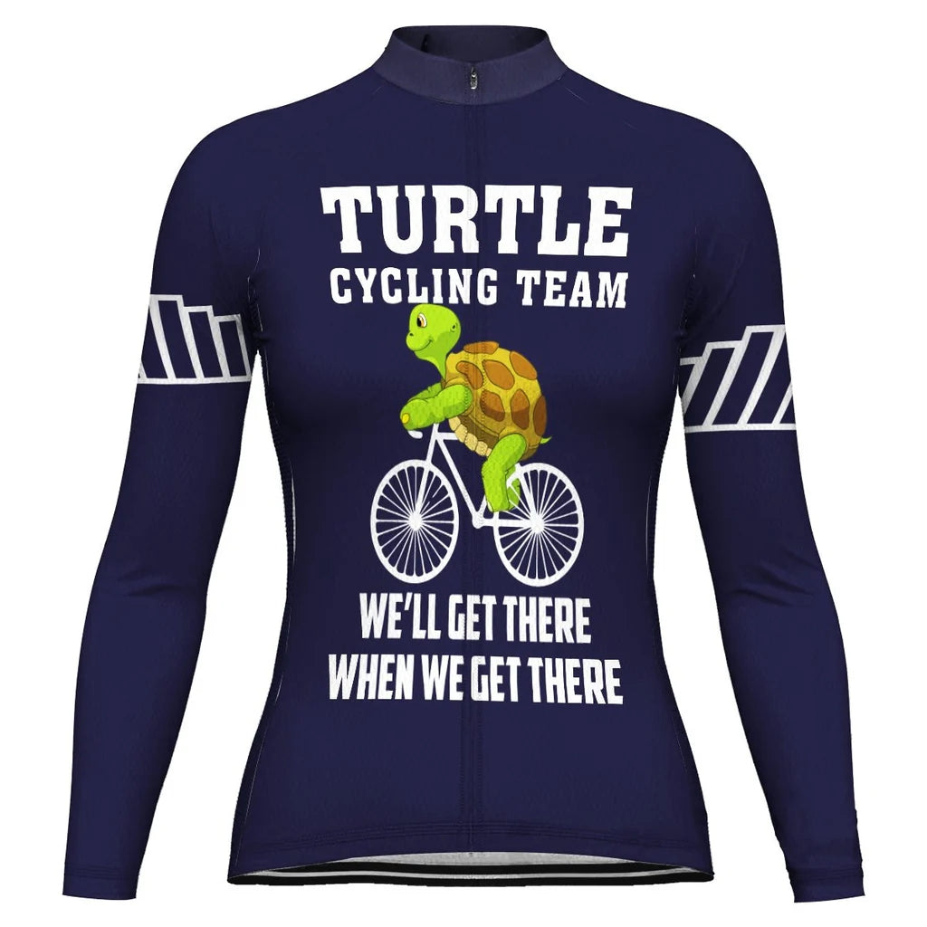 Personalized Turtle Women's Winter Thermal Fleece Cycling Jersey Long Sleeve