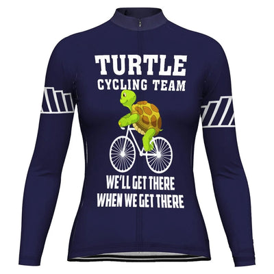 Personalized Turtle Women's Winter Thermal Fleece Cycling Jersey Long Sleeve