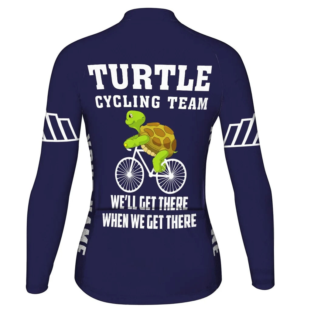 Personalized Turtle Women's Winter Thermal Fleece Cycling Jersey Long Sleeve